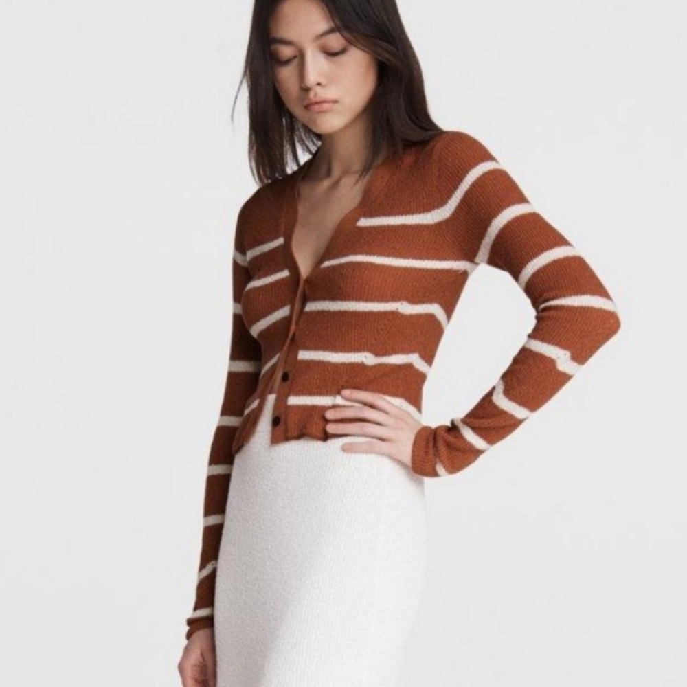Striped Brown and White Women's Sweater